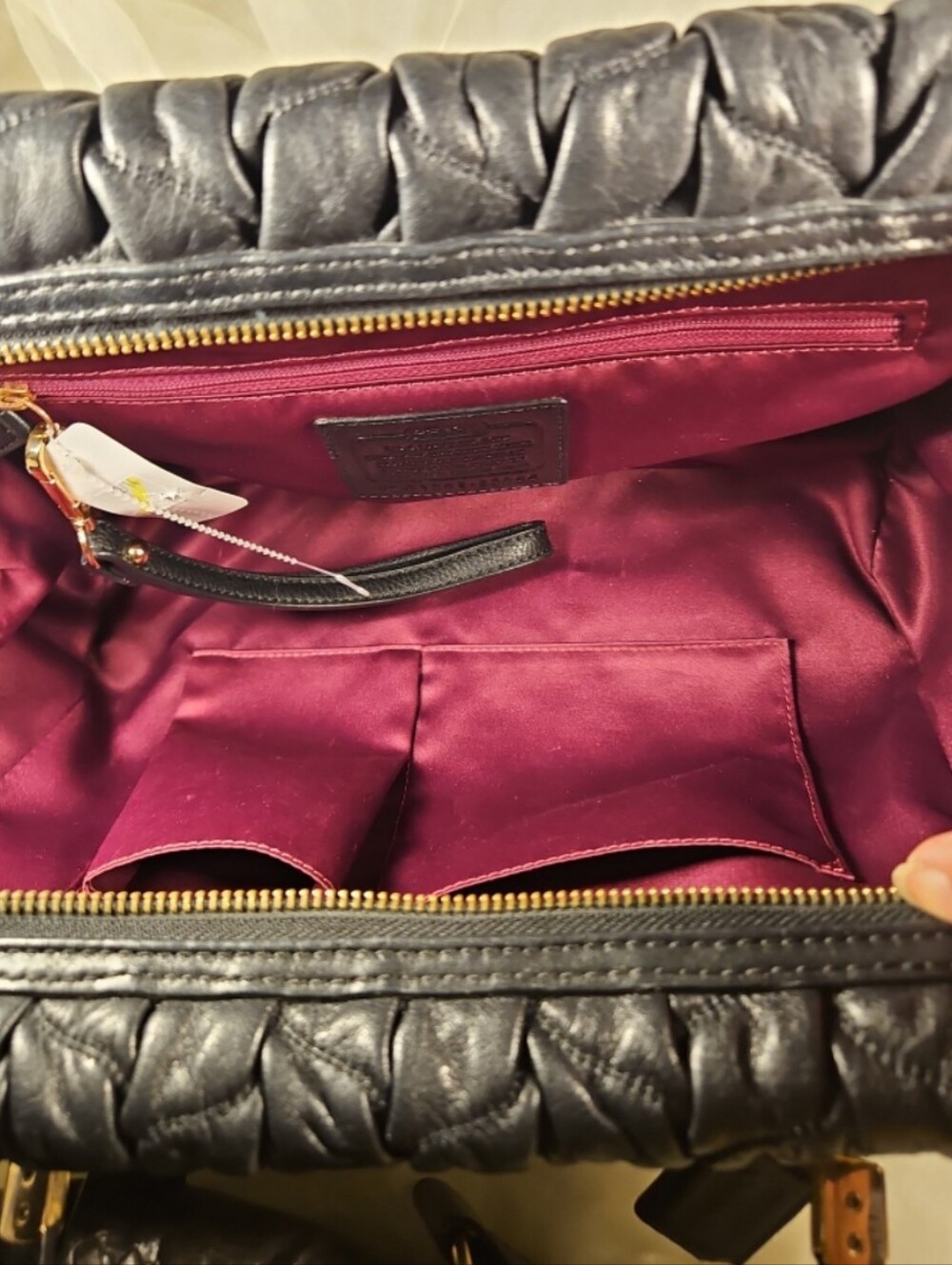 Coach Quilted Black Leather Madeline Satchel with Gold Hardware - Picture 3 of 7